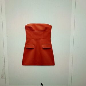 Orange Strapless Mini Dress